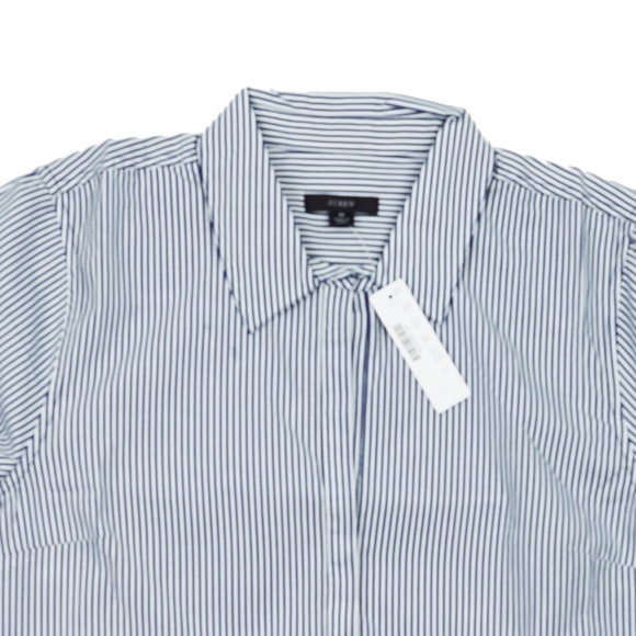 New J.CREW Size M Collared Popover Tunic Shirt in Stripe $89 Navy White AJ797 - Picture 6 of 7
